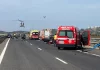 Helicóptero do INEM aterra na Ponte Salgueiro Maia após colisão com quatro feridos